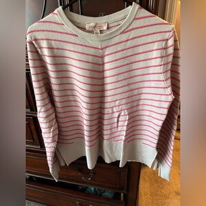 Philosophy White Sweater With Pinlk Stripes size XL